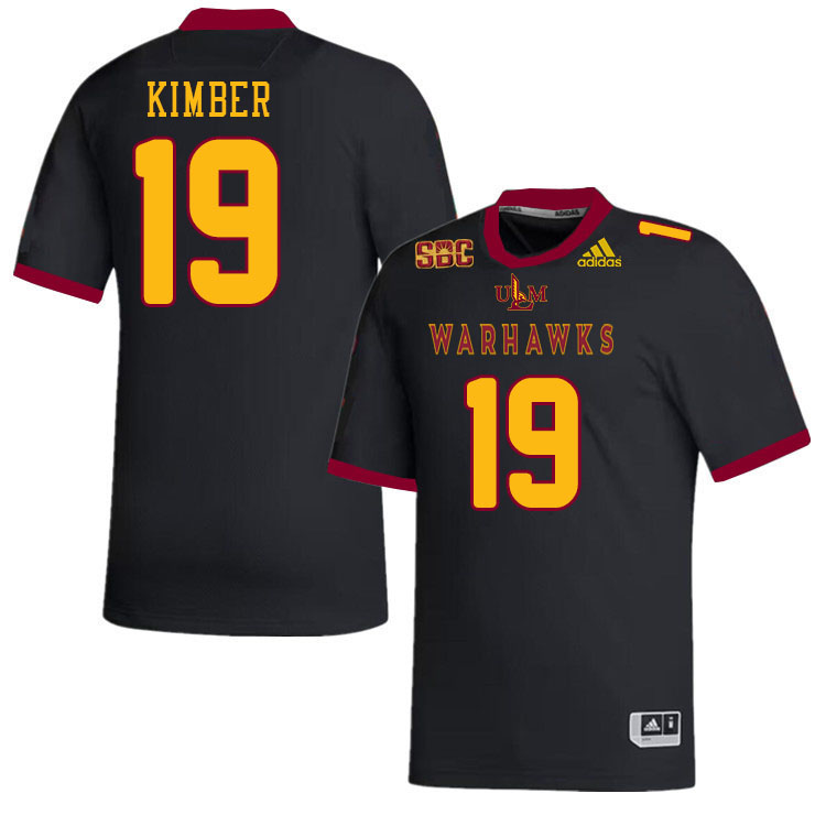 #19 Justin Kimber Louisiana-Monroe Warhawks College Football Jerseys Stitched-Black